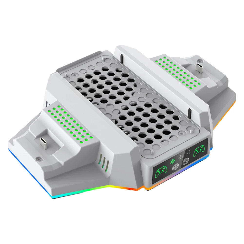 RGB Cooling Stand Dual Controller Charger Station Dock with USB 2.0 Port for Xbox Series X Console and Controller