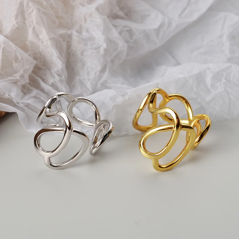 

genuine real brand jewels J1085 Design Light Luxury S925 Sterling Silver Hollow Geometric Round Thread Female ins Simple Open In