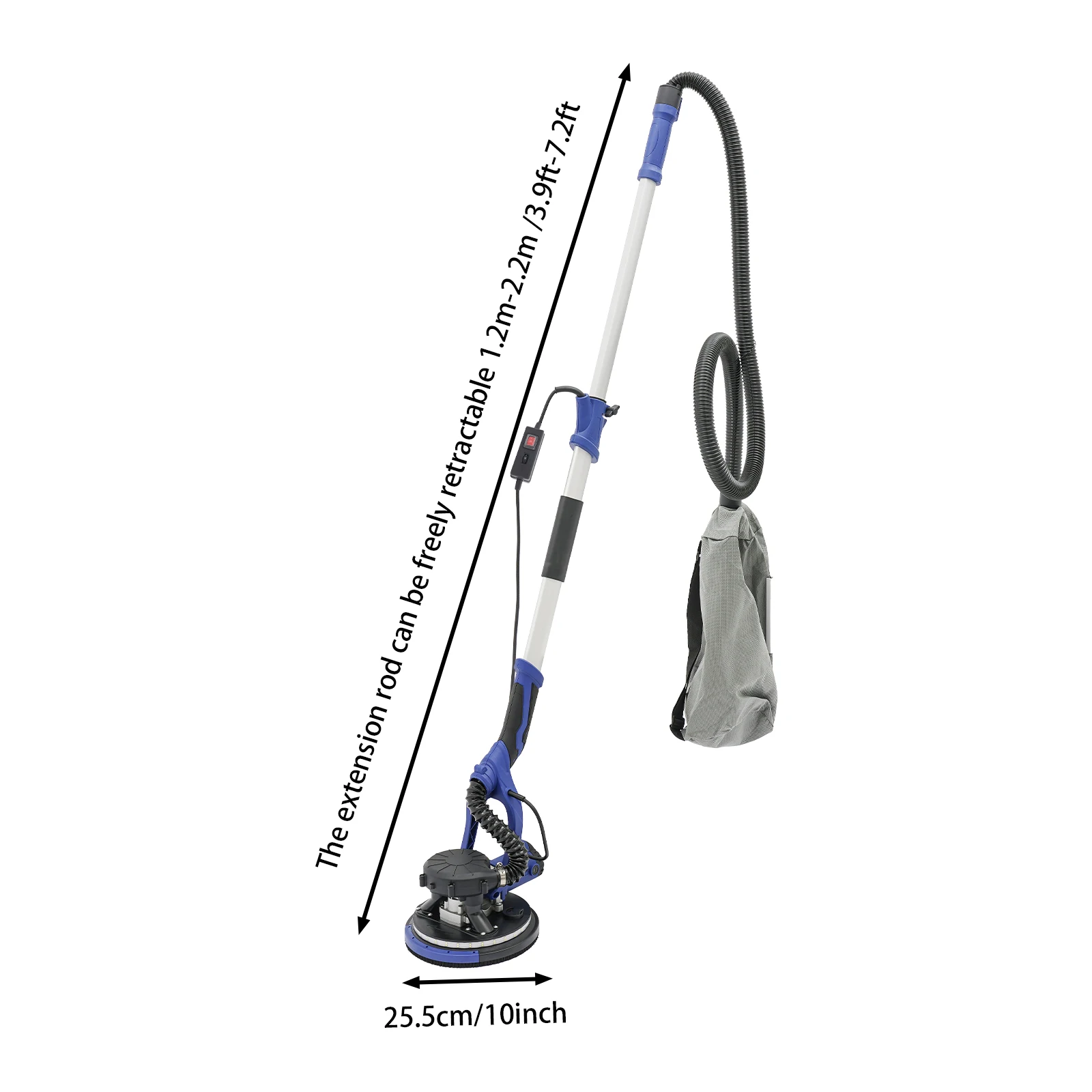750 W elektrischer Trockenbauschleifer, verstellbare Polierscheibe und Länge, 6 Geschwindigkeiten, elektrische Trockenwand-Sandmühle zum Polieren und Glätten – Detail 2