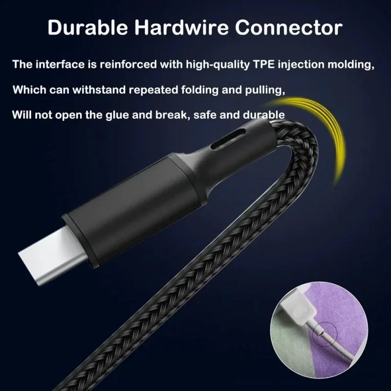 3 in 1 Fast Charging Cable Cord For Xiaomi Huawei USB Type C Charger Cable 1.2m Extension Multi Usb C Ports Charging Cable Cord