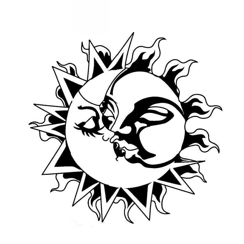 Sun Kissing Moon Romantic Decals High Quality Car Window Decoration Personality Pvc Waterproof Decals Black/white, 18cm*18cm