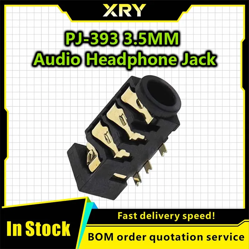 10Pcs Pj-393 Gold-Plated 393 Eight-Foot 7 Foot ,Section4 Smd 7Pin 3.5Mm Headphone Jack Audio Jack 8pin