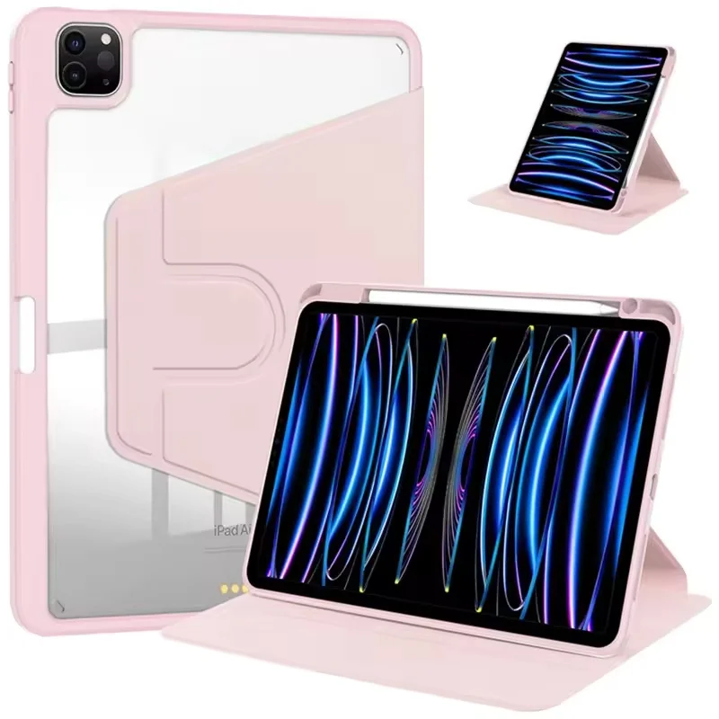 

Rotating Case for iPad Pro 11 2024/25 13 2024/Air5 2022/Mini6 8.3/10.9 2022/12.9 2018-2022 Auto Wake/Sleep Pencil Holder Cover