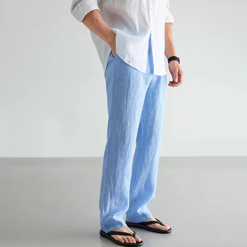 

100% Linen Cotton Pants Men Breathable Joggers Sweatpants Hip Hop Streetwear Male Jogger Clothing Casual Fashion Trouser For Men