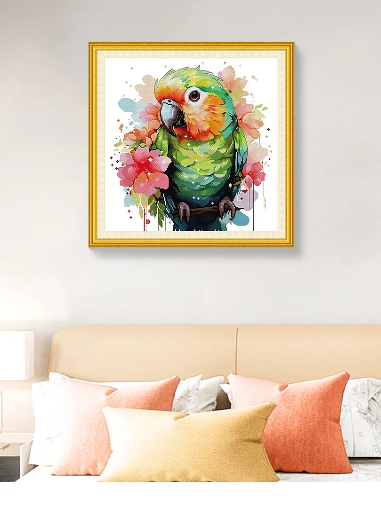 

Joy Sunday Pre-printed Cross Stitch Kit Easy Pattern Aida Stamped Fabric Embroidery Set-Parrot 6