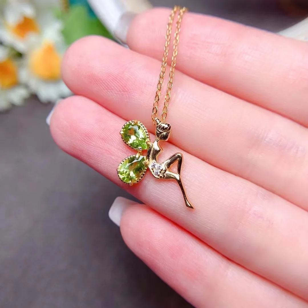 FS Natural Sapphire/Amethyst/Olivine Pendant Necklace S925 Sterling Silver Fine Fashion Wedding Jewelry for Women MeiBaPJ