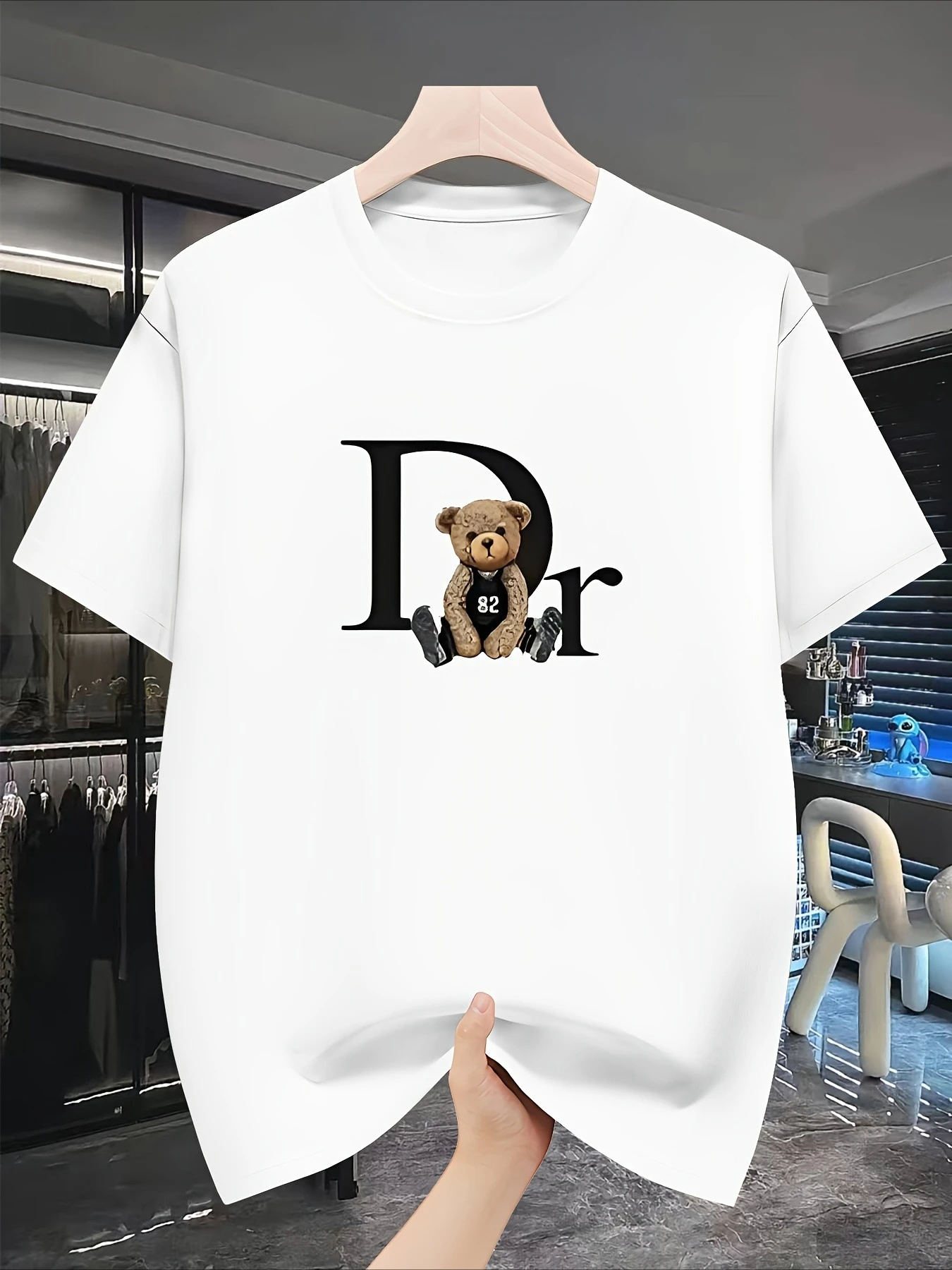 

Teddy Bear Graphic Printing Summer Autumn Winter Luxury Brand Pure Cotton Men's and Women's T-shirt Short Sleeve Outdoor Sports