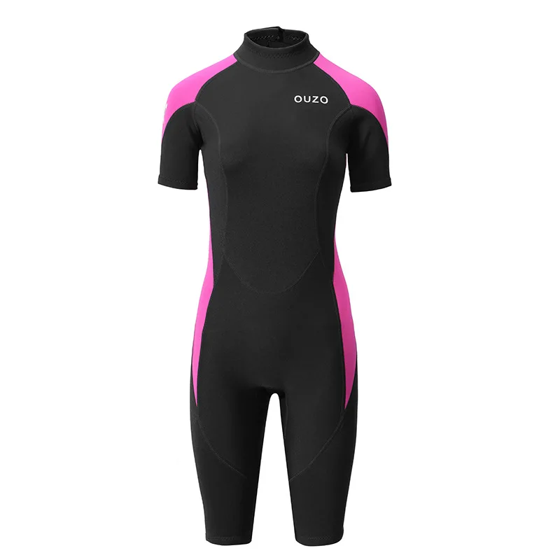 Wetsuit Women Men 1.5mm Neoprene Dive Shorty Wet Suit Thermal Short Sleeve Swimsuit for Adults Front Zipper Bathing Suits