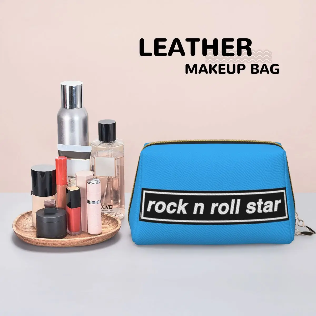 Rock N Roll Star Women Cosmetic Bag Travel Makeup Organizer Pouch Toiletry Storage Dopp Kit Box