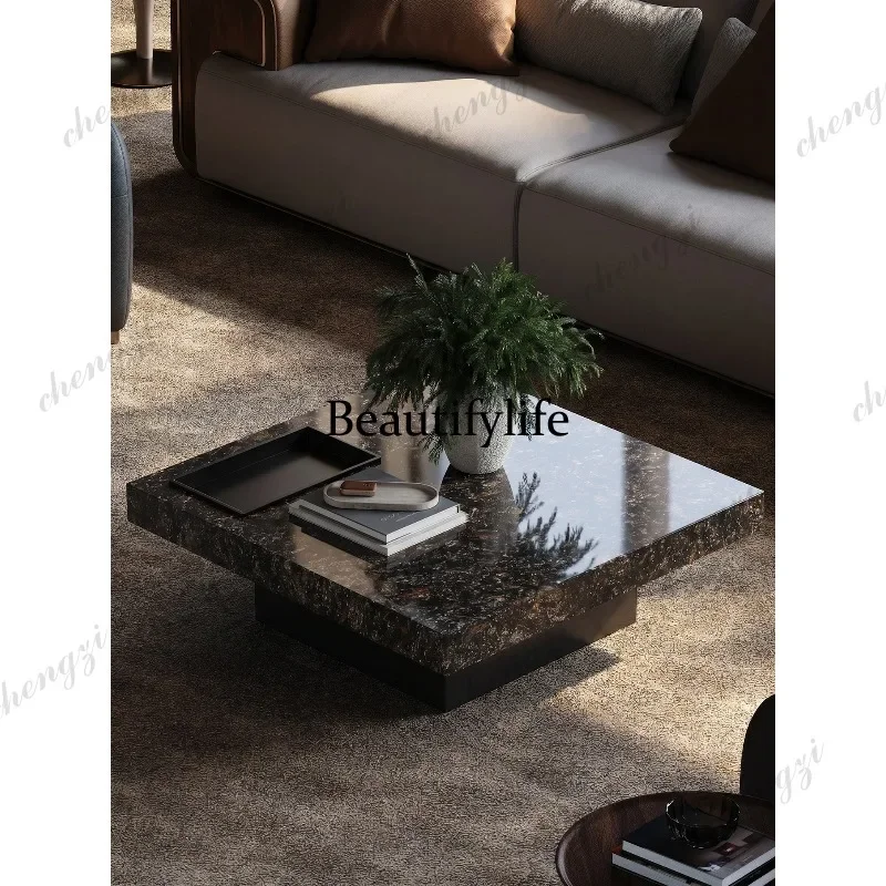 A68Natural platinum diamond imported luxury stone coffee table Italian light luxury household square marble tea table