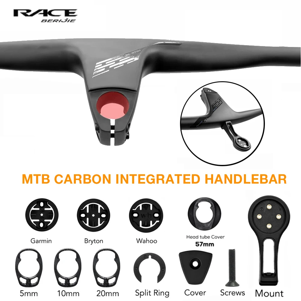 

RACE Internal Cable Full Carbon Fiber Integrated Cockpit -17°50mm-90mm MTB Carbon Handlebar for MTB XC with Mount Accessories