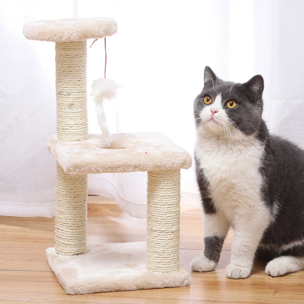 A cat climbing frame - household cats with sisal three-column three-layer square plate medium-sized simple cat jump cat toy