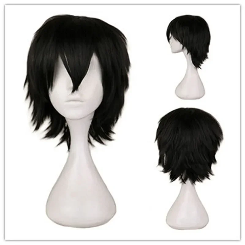 Anime 30cm Short Straight Cosplay Wig Black White Green Brown Purple Blue Gray Red Gold Man Women Heat Resistant Synthetic Hair