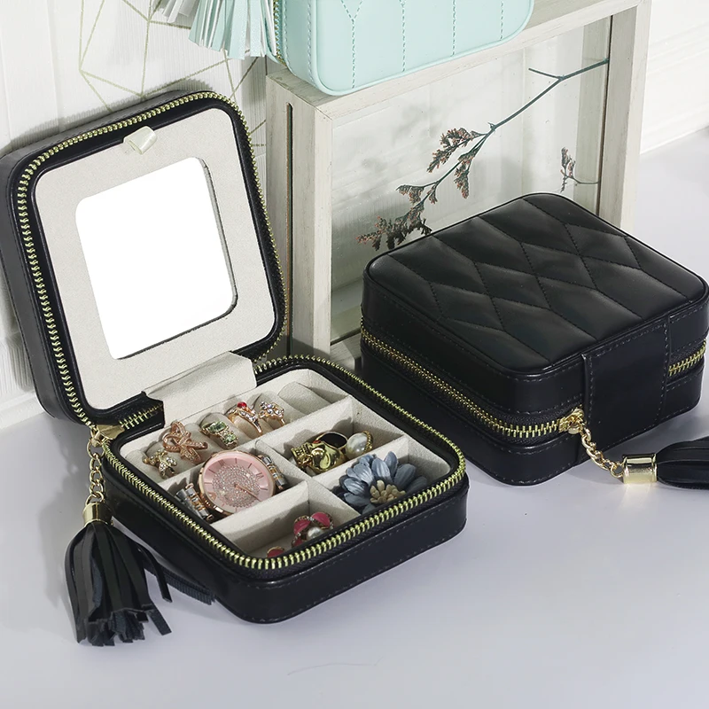 Jewelry Box PU Leather Small Jewelry Organizer for Traveling for Rings Earrings Necklace