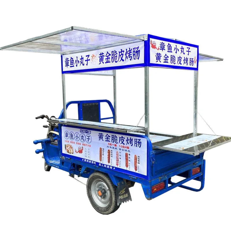 

Tricycle stainless steel snack truck stall barbecue night market folding display rack stall