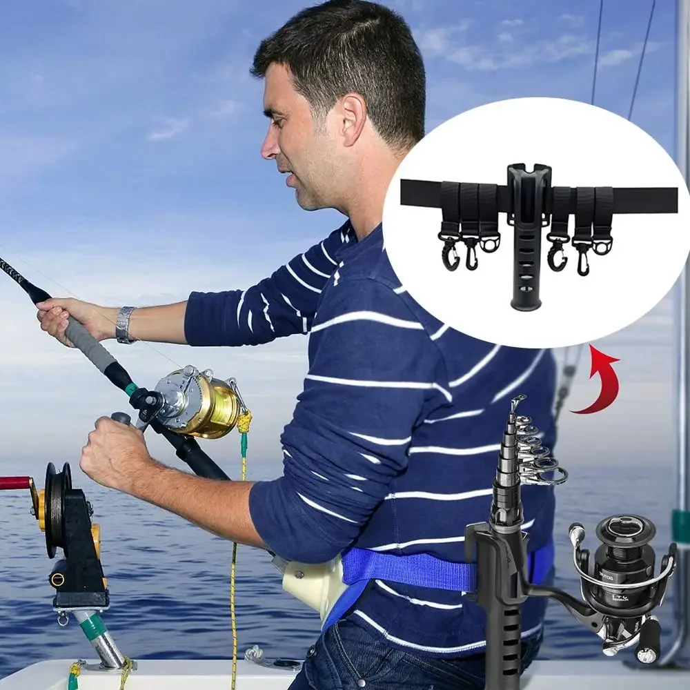 Adjustable Wading Belts Fishing Waist Belt Rod Holder Lightweight Portable Fishing Reel Belt Black Durable Outdoor Belt