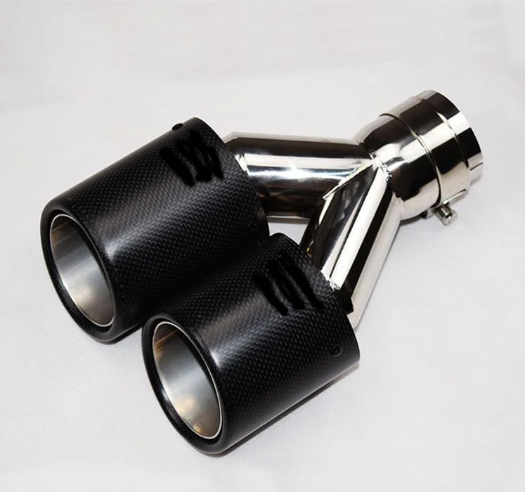 Car Carbon Fiber Dual Exhaust Pipe Stainless Steel Muffler