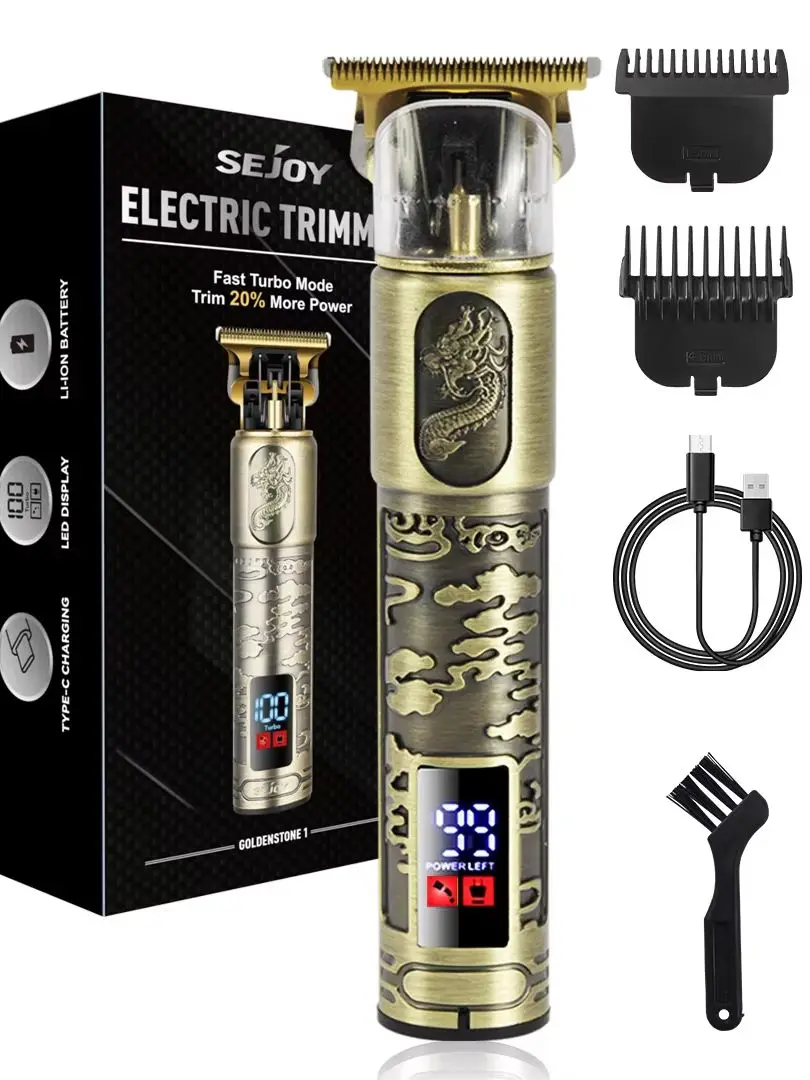 Kabelloser Haarschneider für Männer, Professioneller Haarschneider für Männer, Barttrimmer mit LED-Display, USB-C wiederaufladbarer Rasierer