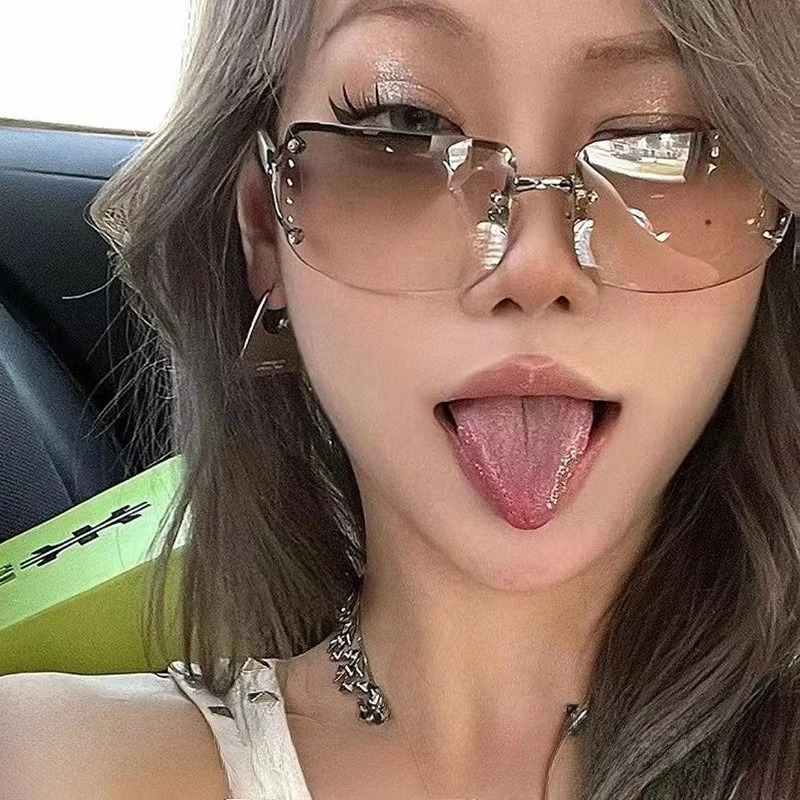 

Retro Rimless Square Glasses Men's Personality High-grade Sunglasses Summer Women's Windproof Sun Glasses Outdoor Sports MJ0571