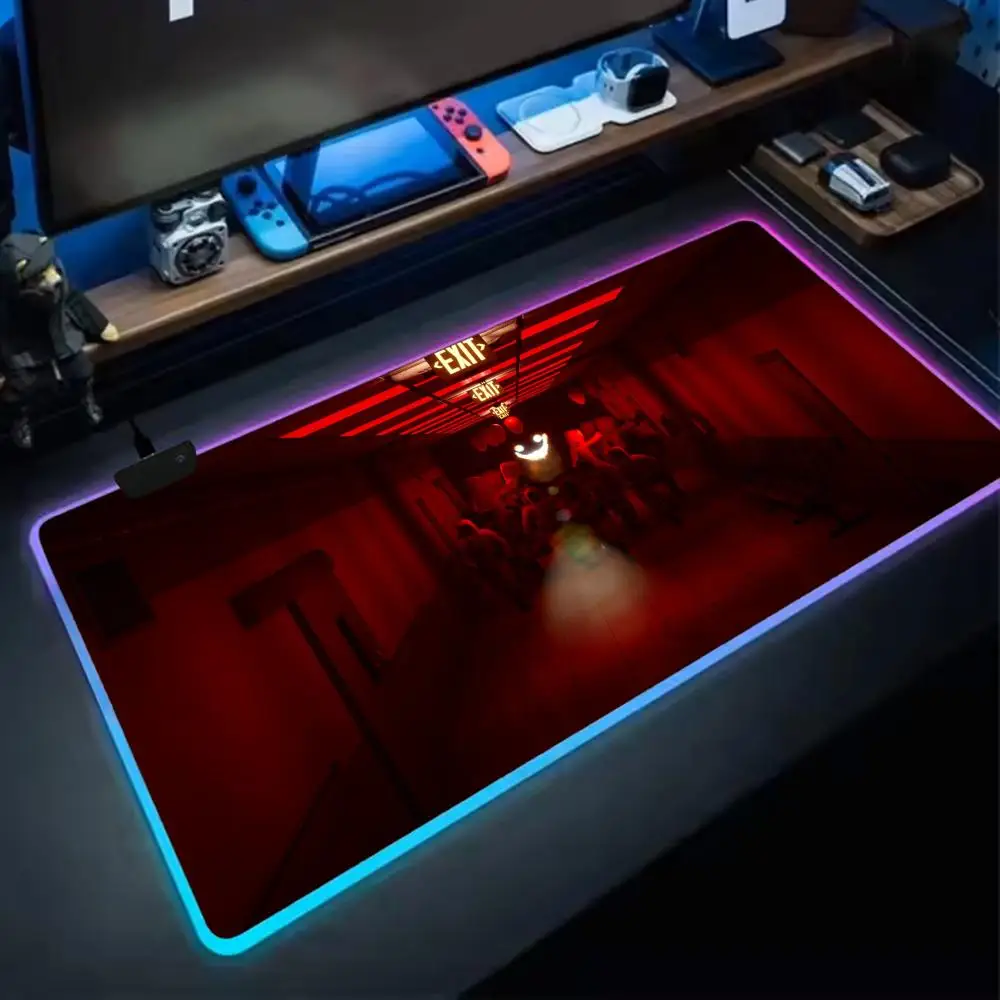 Escape the Backrooms Mouse Pad RGB Extra Large Mouse Pad for Gaming, Smooth Surface, Non-Slip, Customizable Lights