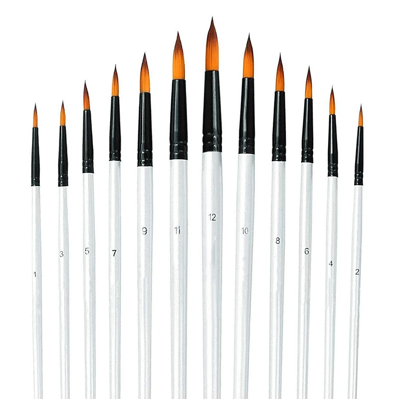 

12pcs Paint Brushes for Acrylic Painting Set Nylon Professional Round Paint Brushes for Watercolor Oil Acrylic Painting