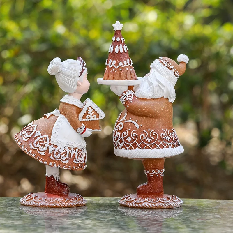 Christmas Decor Resin Gingerbread Santa Christmas Decorations Indoor Home Bedroom Decor 6.5 X 8 X 16Cm Durable Easy Install