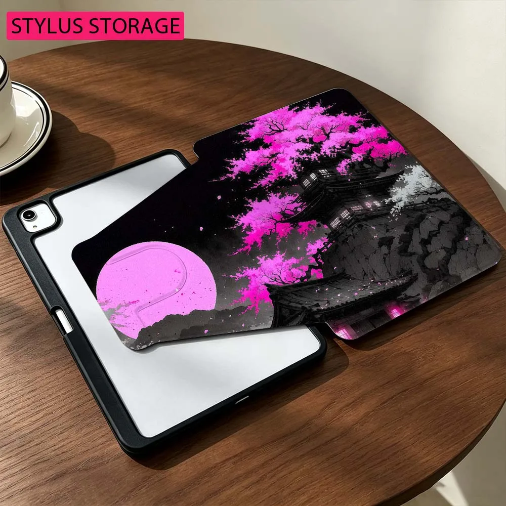 Japanese Landscape Art For Samsung Galaxy Tab S9 S10 S11 14.6 13.1 inch FE Ultra 360° Rotation Stylus Storage Tablet Case