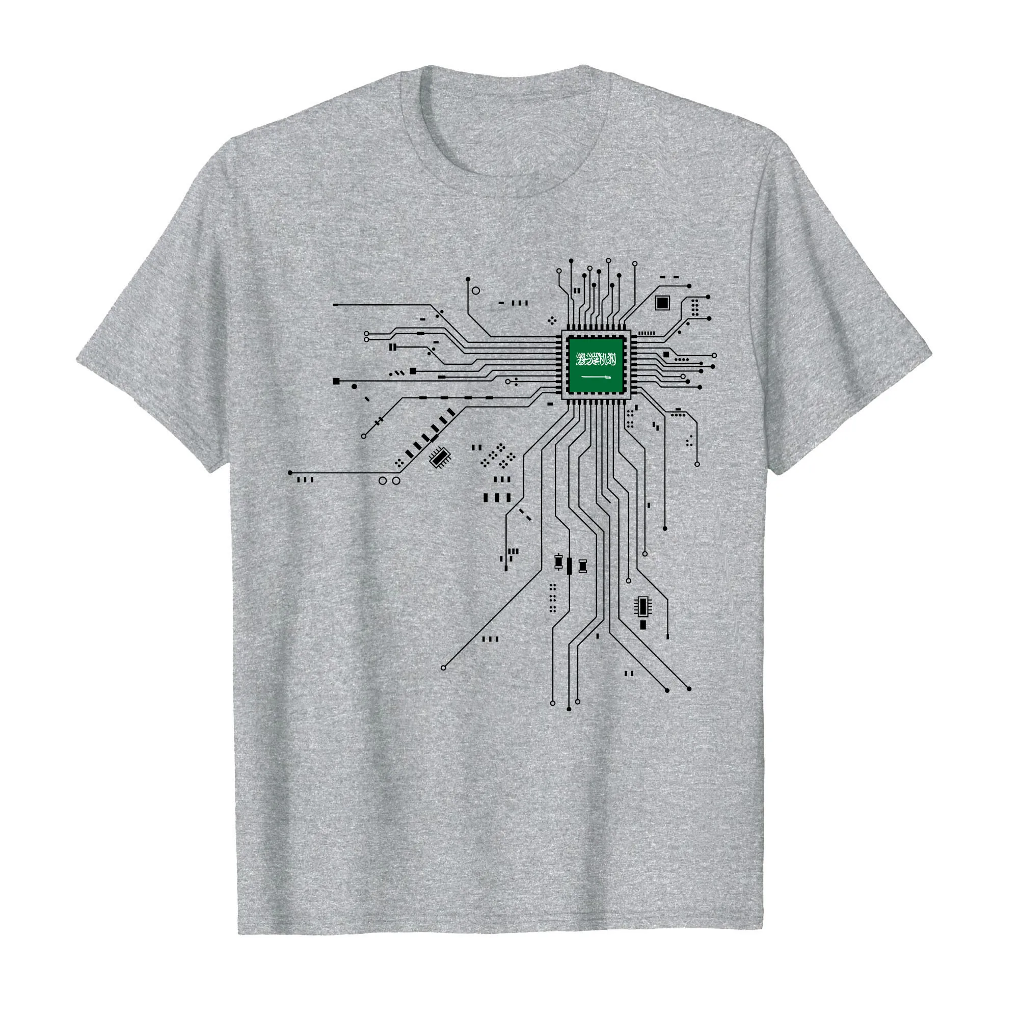 2022 Saudi Arabia sau Country Flag CPU Processor Circuit Diagram T shirts Men Women T-Shirts Tops Cotton Tees