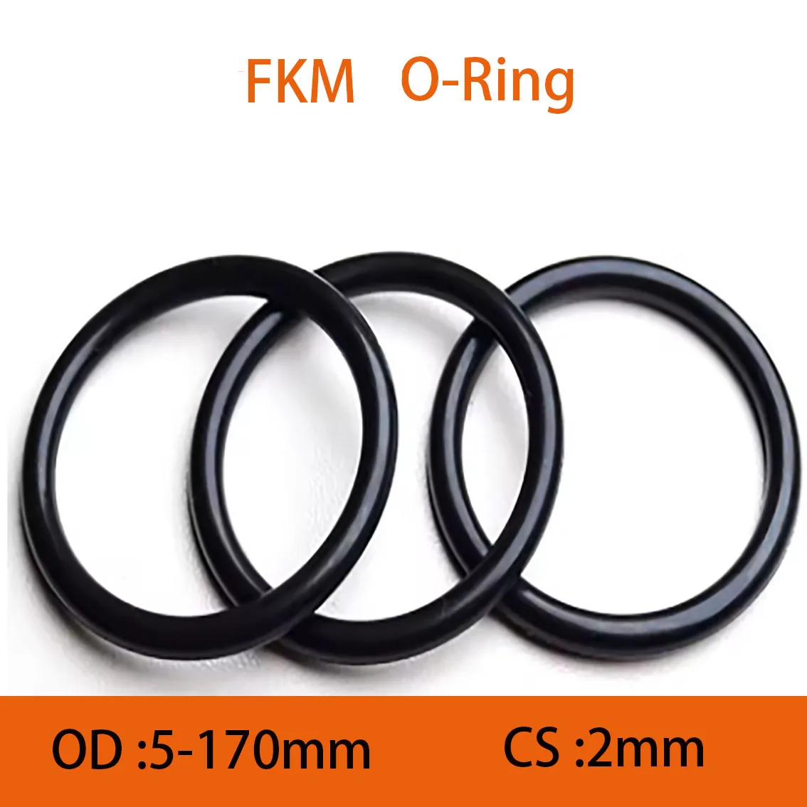 10-50pcs CS 2mm Black FKM O-Rings OD 5-170mm Sealing Gasket Insulation & Alkali / Acid Resistant High Temperature Resistance