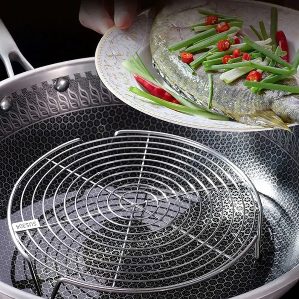 Kitchen Tools Coil 304 Stainless Steel Steaming Rack V-shaped High Foot Steamer Spiral Pattern No Rust Pot Steaming Bun