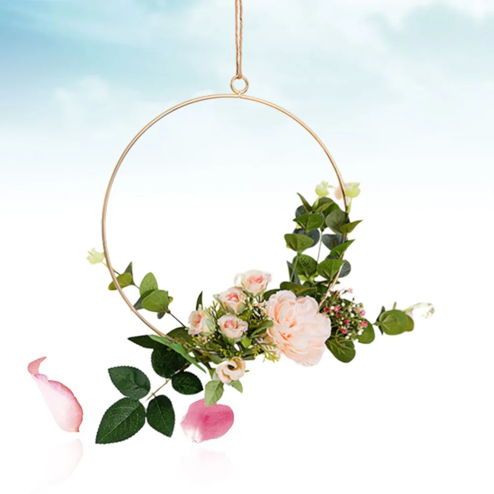 

Tea Flower Wall Hanging 21.5X19.5Cm Hemp Rope Artificial Floral Wreath Wedding Backdrop Nursery Decor Garland