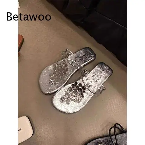 Ethnic Style Fringe Toe Ring Flat Sandals Women Summer Casual Slip On Slippers Vacation Beach Outdoor Shoes