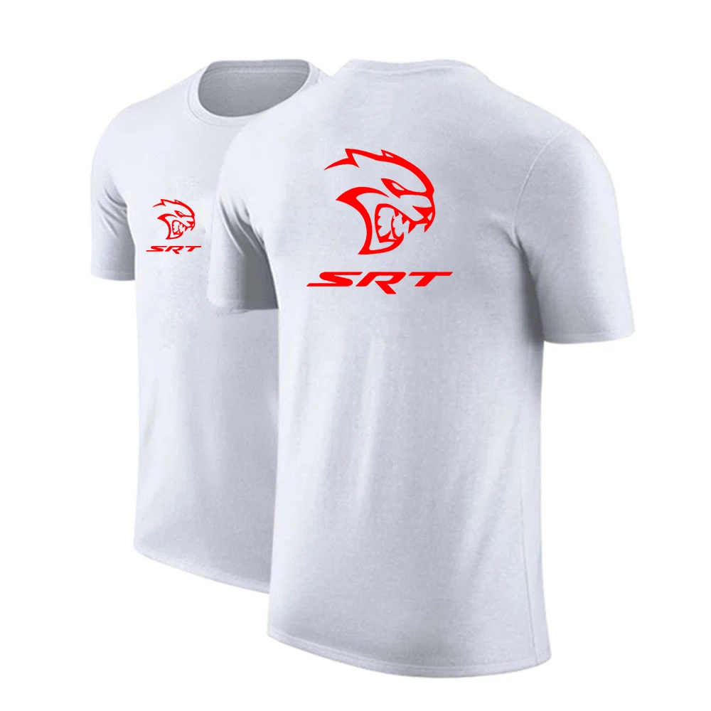 SRT Hellcat 2023 Men's New Summer Hight Quality Solid Color Breathable Casual Short Sleeves Cotton T Shirts Round-Neck Tee Tops