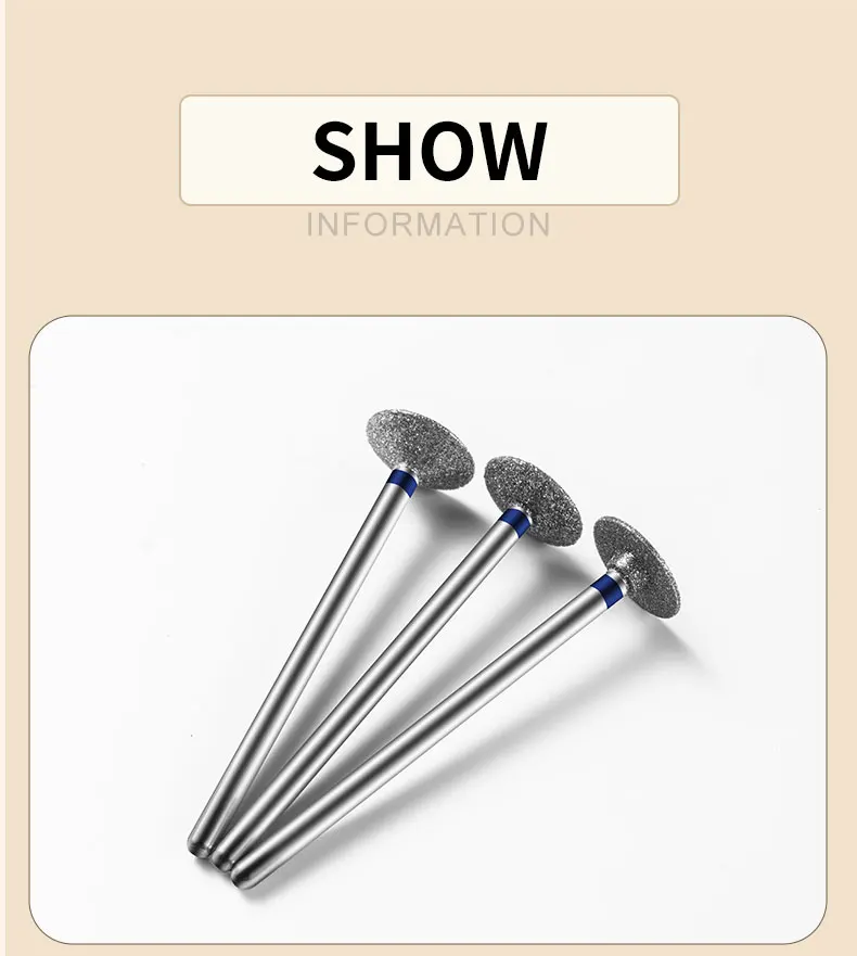 Diamond Nail Grinding Heads for Electric Drills Removable Polish/Cuticle Trim Bits Professional Manicure Pedicure Tool Flat Disk