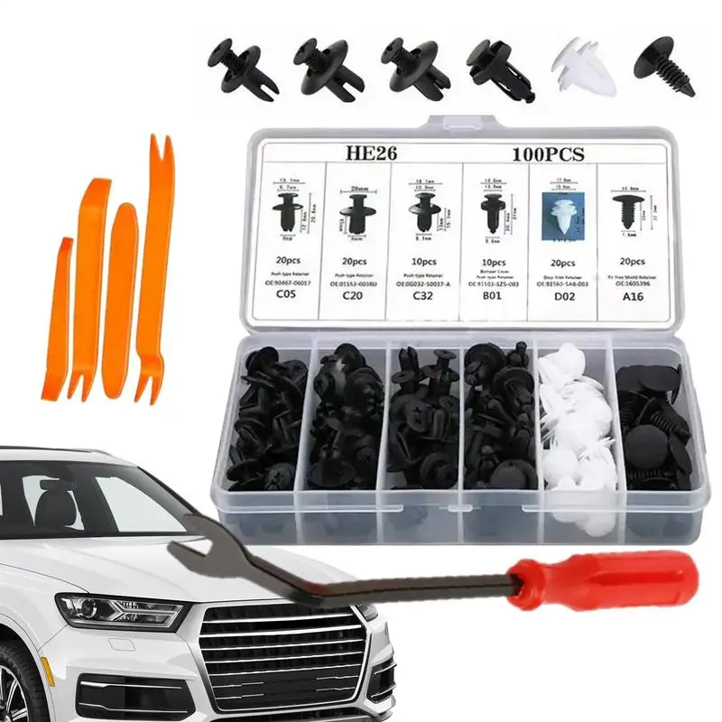 

Auto Fasteners Assortment Automotive Clips 100 Pieces Car Push Retainer & Bumper Clips High Temperature Resistant Auto Body Trim