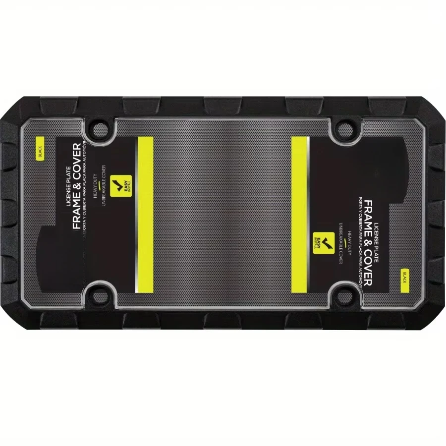 مجموعة إطارات لوحة ترخيص سوداء وواضحة للخدمة الشاقة، مع إطارات نهائية باللون الأسود غير اللامع، سهلة التركيب ومتينة.