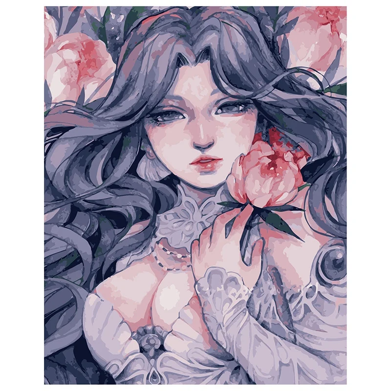 

30X40CM DIY алмазная живопись девушка цветы полный круглый горный хрусталь декор картина