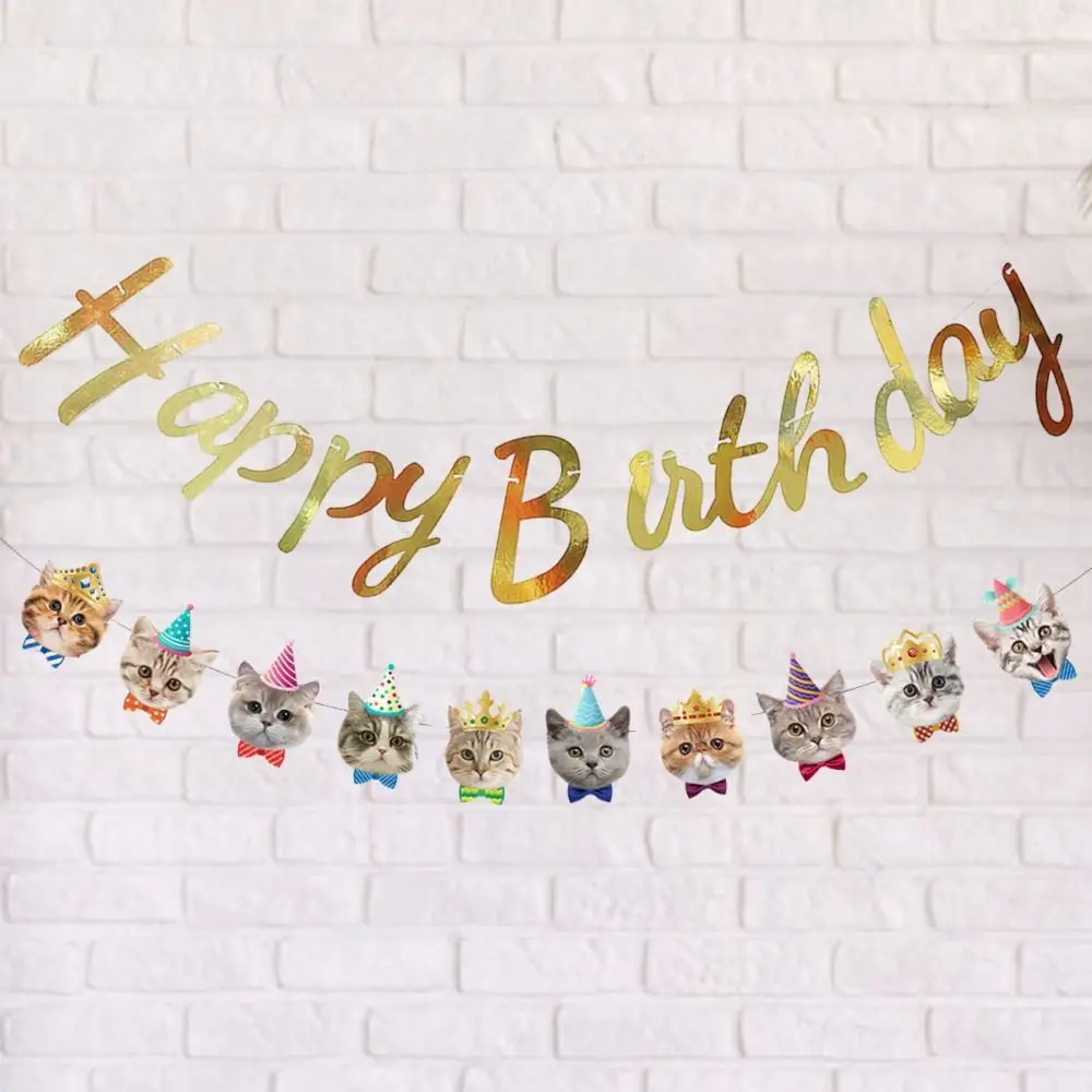 Party Decoration Paper Cat Theme Banner Set Cat Garland Pet