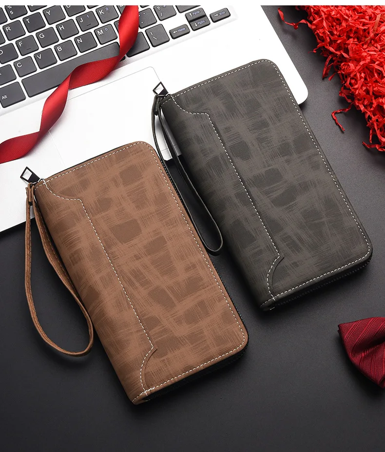 

Fashion Zipper Long PU Wrist Wallet Purse Large Capacity Business Clutch Bag Card Brand Coin Purse ID Card Holder Gift