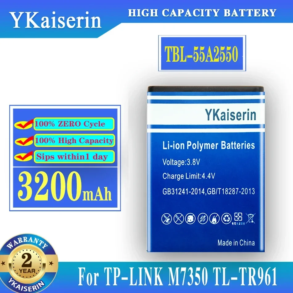 YKaiserin 3200mAh TBL-55A2550 Battery For TP-LINK M7350 TL-TR961 2500L Batteria + Tracking Number