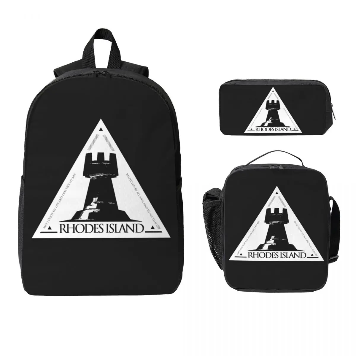Arknights Rhodes Island Emblem Backpack Boys Girls BookBag School Bag Laptop Shoulder Bags 3ps Insulated Lunch Bag Pencil Case