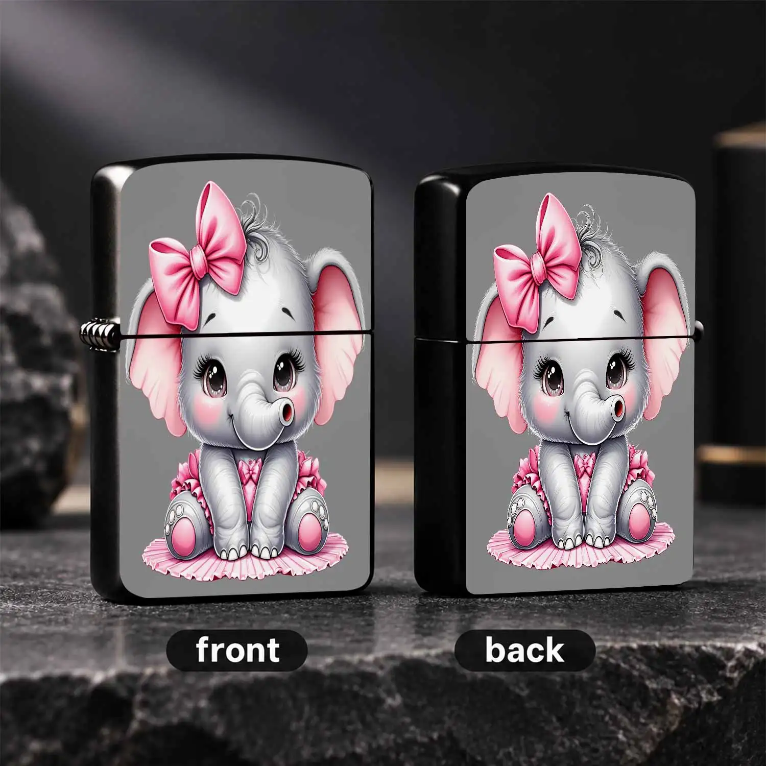 Adorable Cartoon Baby Elephant Lighter With Big Pink Bow Ruffled Skirt Pattern, Cute Girly Style Portable Compact Ignition Tool For Candle Incense, Ideal Sweet Present For Friends Family On Birthday Holiday Daily Occasi A Humorous And Inter