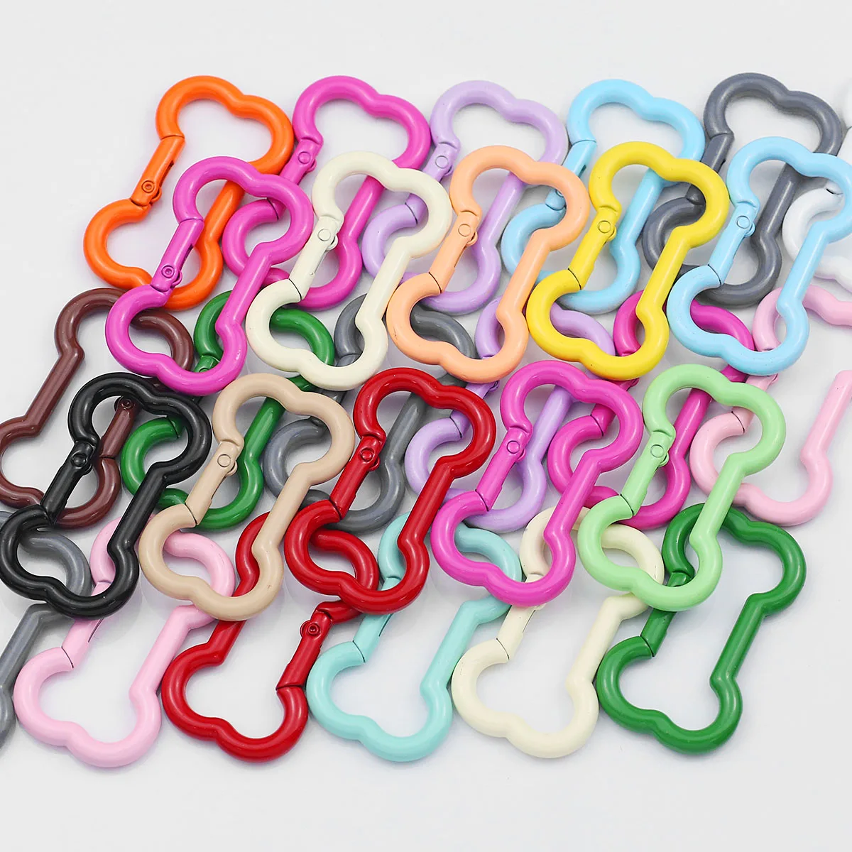 28×49mm Colorful Lacquered Metal Keychain 1~10pcs Bone Shape Spring Clasp For Jewelry Making DIY Cell Phone Chain Accessories