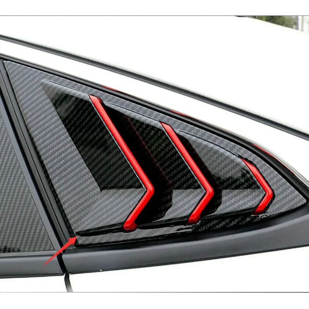 Side Air Vent Window Rear Side Shutters Louver Carbon Fiber Red Abs Cover Suitable For Honda Civic 2016-2020 Acesssories