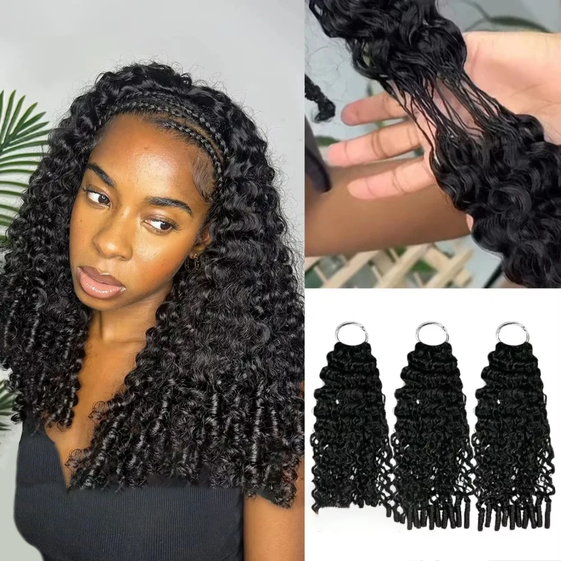 

Предварительно разделенные маленькие спиральные кудрявые пряди для наращивания волос методом крючковой вязки, из натуральных волос, с плотными кудрями, многоразовые, в стиле «перья»