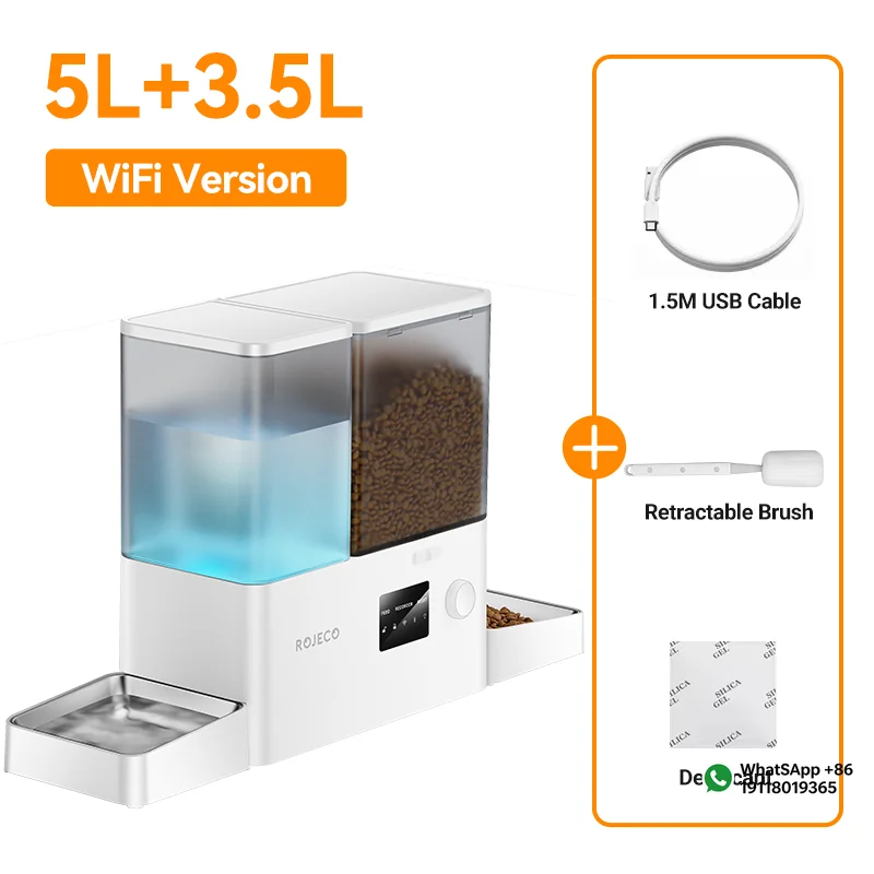 Applicable to ROJECO Automatic Pet Feeder Water Fountain 8.5L Button Version Dog Food Dispenser Water Refill 2 in 1 Drinking Fee
