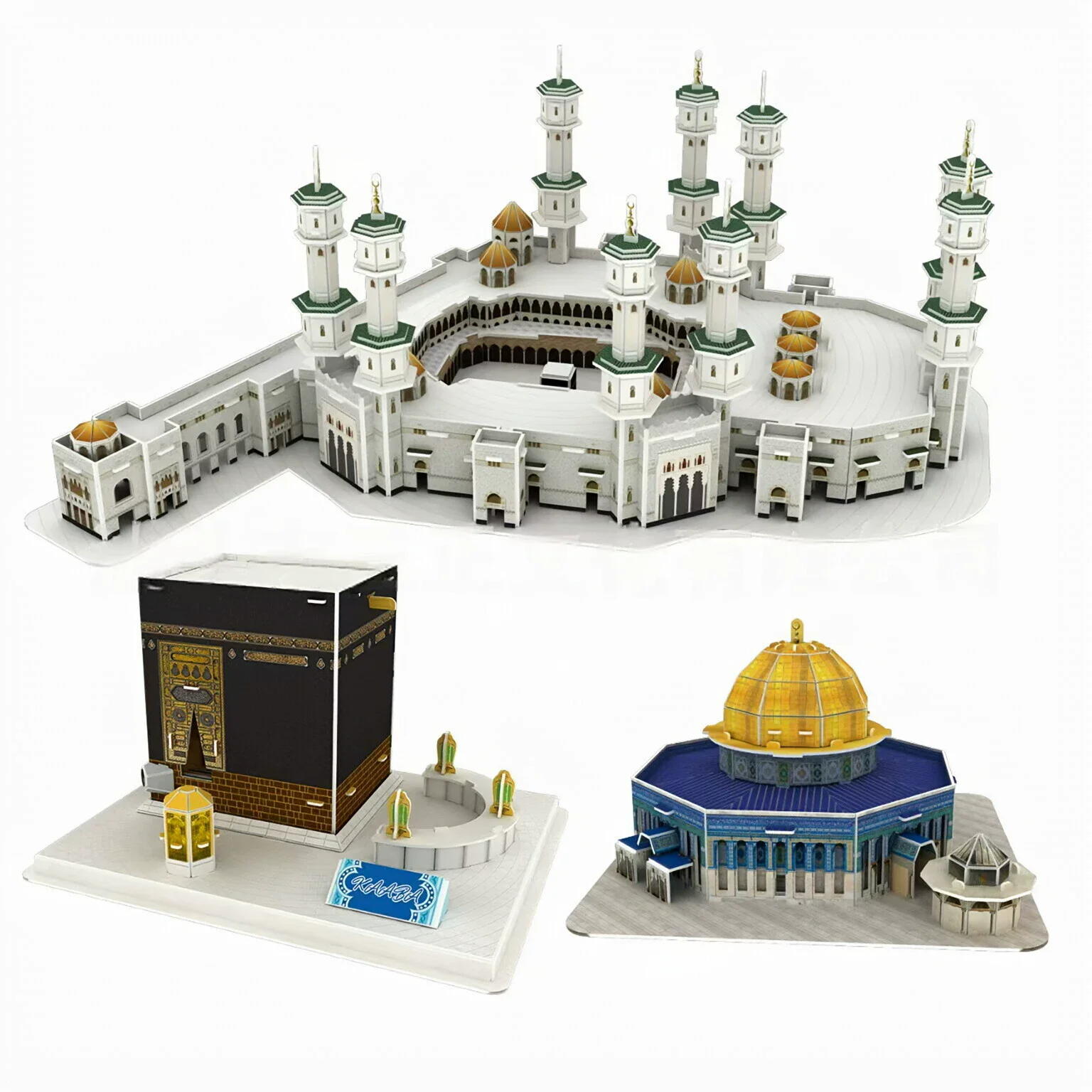 Maqueta de Papel 3D de la Mezquita Al-Haram, Cúpula de la Roca, Kaaba, Meca, Arabia Saudita, Juguete de Construcción, Regalo de Viaje para Niños y Niñas