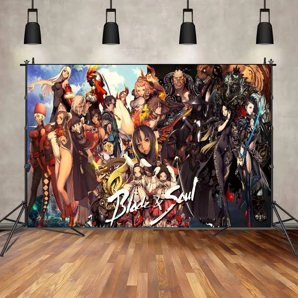 B-Blade And Soul Cartoon Game Happy Birthday Banner Backdrop For Birthday Banner Party Background Decor Decorations