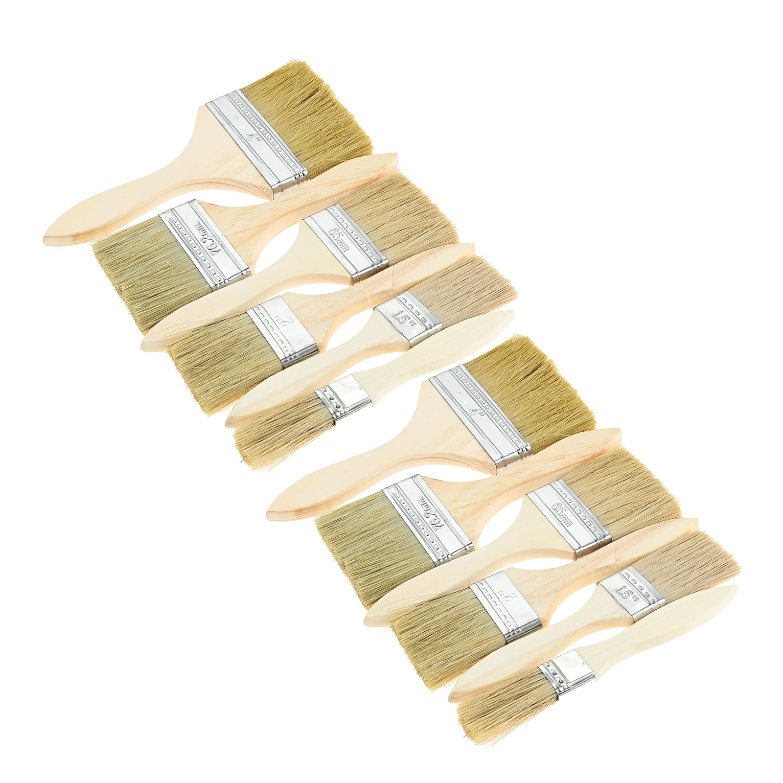12 Pcs 1/1.5/2/2.5/3/4inch Assorted Sizes Paint Brush with Wooden Handle DIY Painting Brushes for Walls Ceilings Cabinets Fences