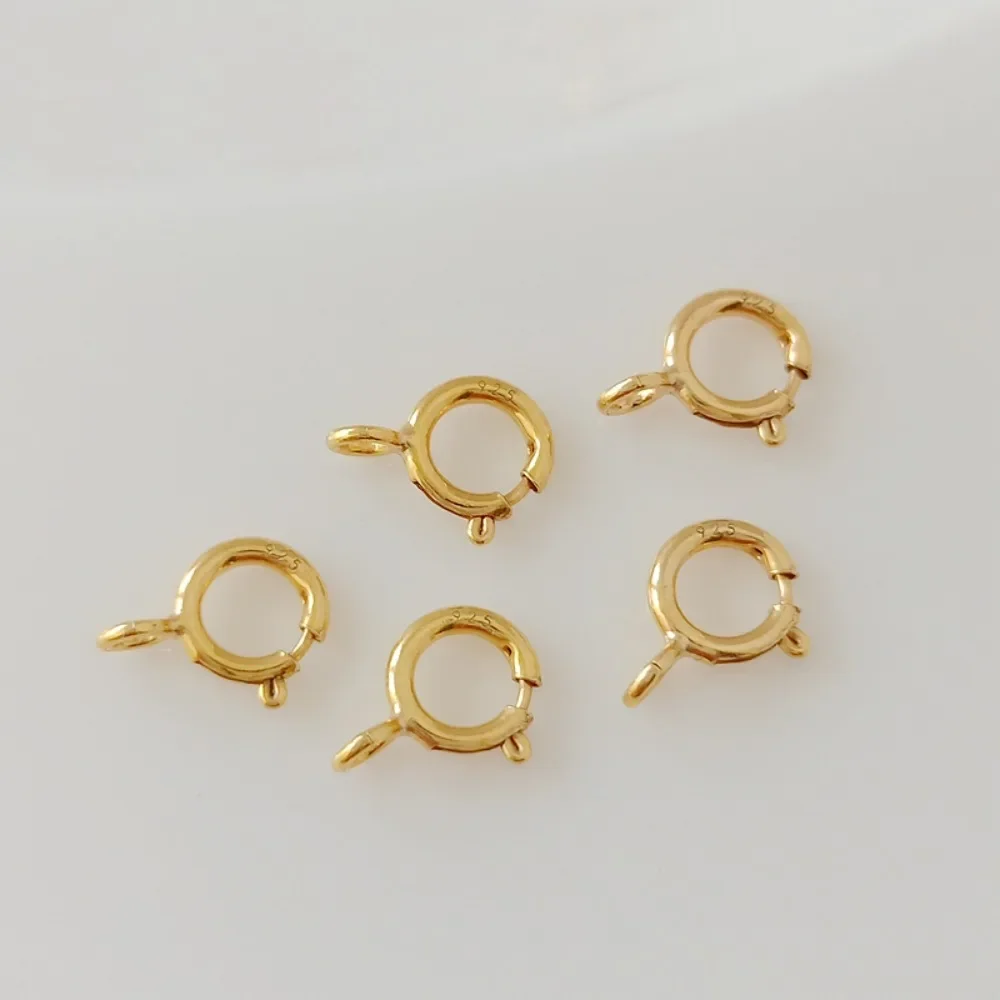 

S925 Silver-plated Real Gold Spring Buckle 5mm Link Buckle Bracelet Necklace DIY Jewelry Accessory